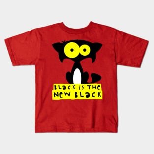 Funny black cat  – Black is the new black (Bartok) – red Kids T-Shirt